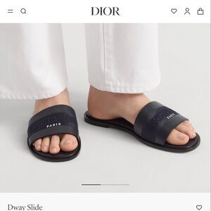 💙🖤 RARE + SOLD OUT - Dior Blue Leather Dway Slide 38.5 EU